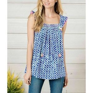 NWT Matilda Jane Wandering Waters Flutter Sleeve Top w/ Tassels - Size Medium